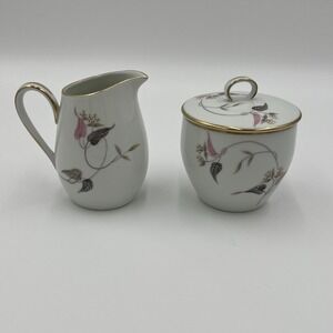 Noritake China Arden 5603 Creamer and Sugar Bowl Set Vintage Gold Trim Japan